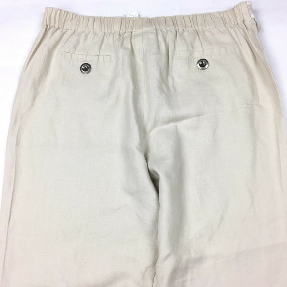 Soft Surroundings Linen Cropped Pants Beige White - Picture 5 of 6